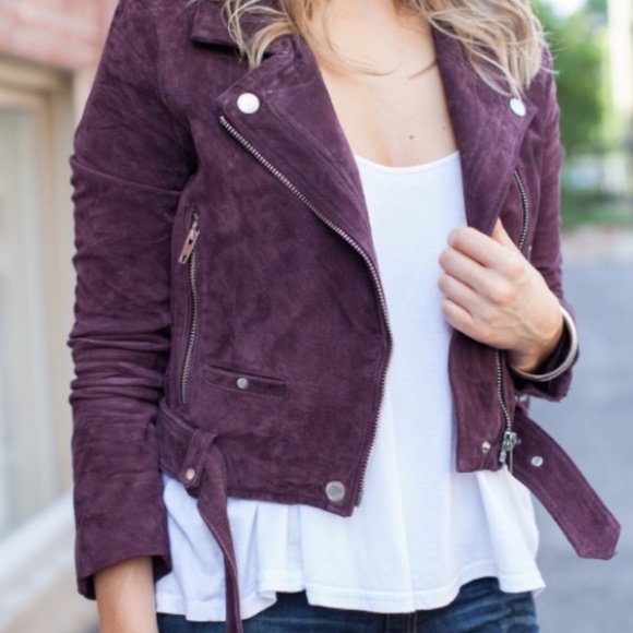 Blank NYC Jackets & Blazers - Blank NYC suede moto dark purple/red